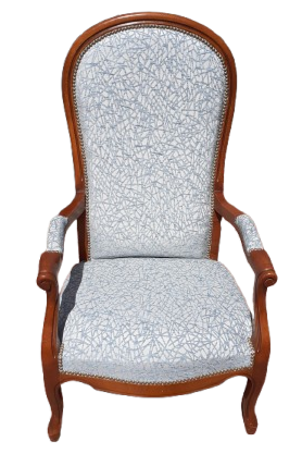 Fauteuil blanc à motifs géométriques gris