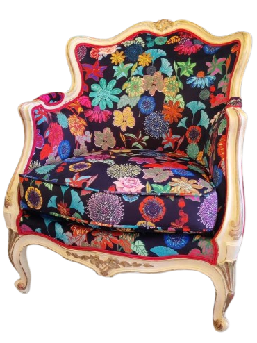 Fauteuil noir fleuri