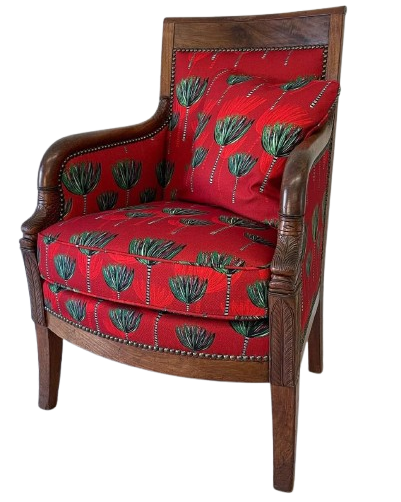Fauteuil rouge fleuri